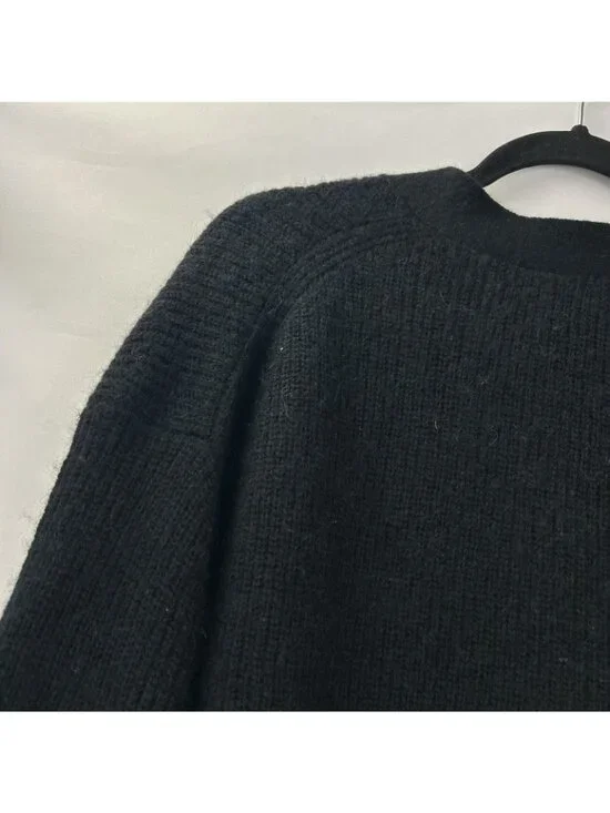 J Crew Women’s Medium Black Alpaca Wool Blend Cropped V-neck Cardigan Sweater - Picture 14 of 16